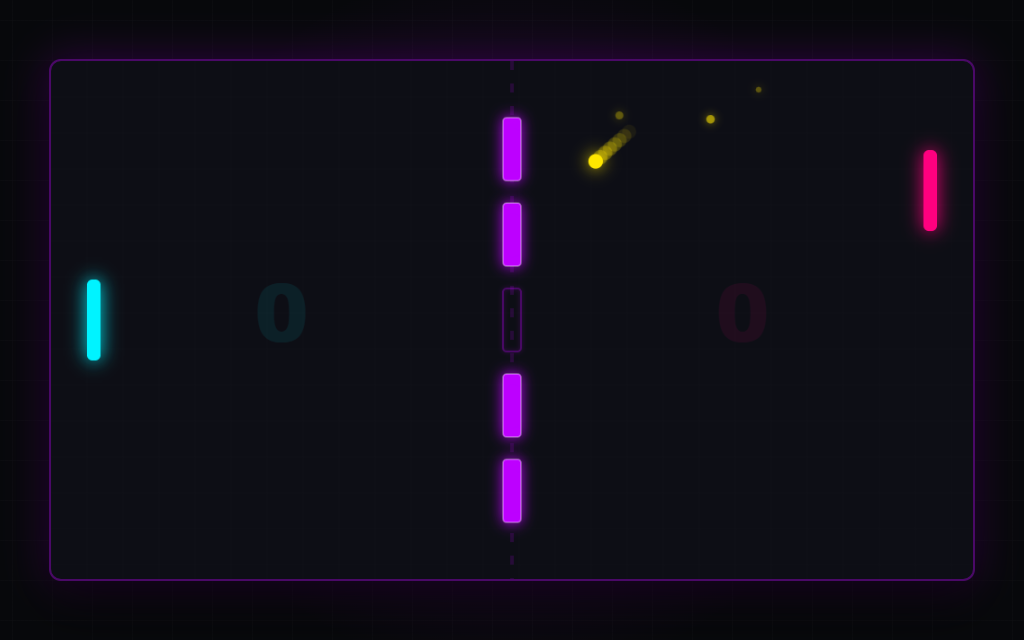 Gameplay screenshot of CyberPong with a destructible center wall graft.