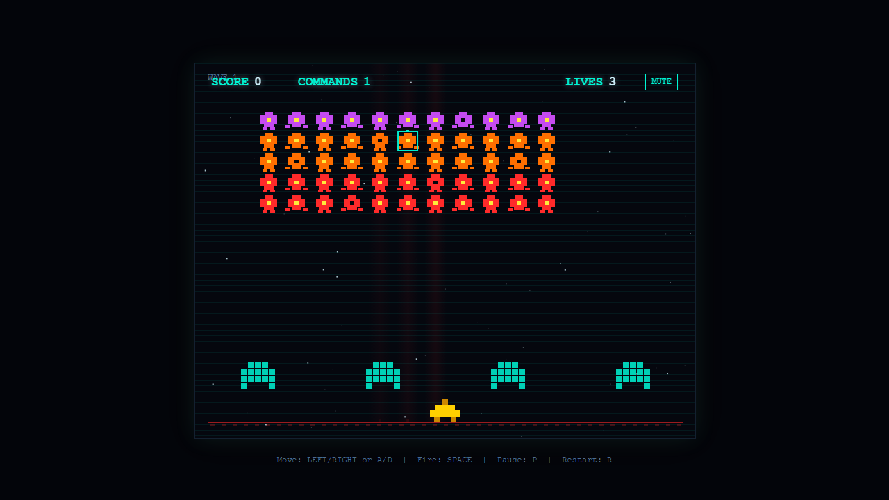Command Cells Space Invaders artifact with the selected mechanic implemented in the formation.