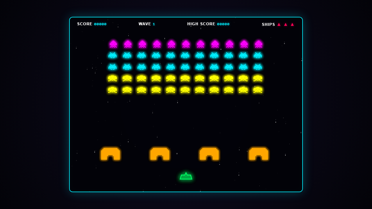 Gemini Flash primitive Space Invaders artifact used as the sound and presentation donor in 03.2B.